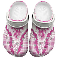 Aloha Hawaii Palaka Clogs Shoes Pink Plumeria Lei LT05 Pink - Polynesian Pride
