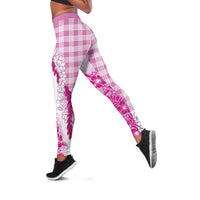 Aloha Hawaii Palaka Leggings Pink Plumeria Lei LT05 Pink - Polynesian Pride