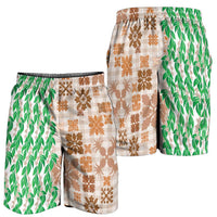 Aloha Hawaii Palaka Tuberose Lei Shorts for Men Hawaiian Quilt Seamless Style LT14 - Polynesian Pride