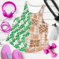 Aloha Hawaii Palaka Tuberose Lei Women Racerback Tank Hawaiian Quilt Seamless Style - Polynesian Pride