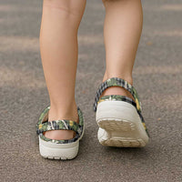 Aloha Puakenikeni Anthurium Pikake Lei Clogs Shoes Black Hawaiian Palaka Pattern