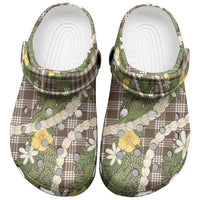Aloha Puakenikeni Anthurium Pikake Lei Clogs Shoes Chocolate Hawaiian Palaka Pattern LT9 Chocolate - Polynesian Pride