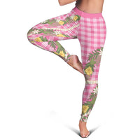 Aloha Puakenikeni Anthurium Pikake Lei Leggings Tropical Pink Hawaiian Palaka Pattern