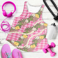 Aloha Puakenikeni Anthurium Pikake Lei Women Racerback Tank Tropical Pink Hawaiian Palaka Pattern