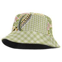 Aloha Vintage Palaka Floral Hawaiian Quilt Bucket Hat Omaomao Motif - Polynesian Pride