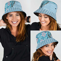 Aloha Vintage Palaka Floral Hawaiian Quilt Bucket Hat Uliuli Motif - Polynesian Pride