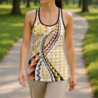 Aloha Vintage Palaka Floral Hawaiian Quilt Hollow Tank Top Melemele Motif - Polynesian Pride