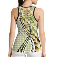 Aloha Vintage Palaka Floral Hawaiian Quilt Hollow Tank Top Omaomao Motif - Polynesian Pride