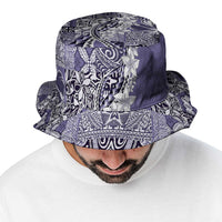 Aloha Vintage Plumeria Hawaiian Tapa Pattern Bucket Hat Purple Hawaiian Tapa Pattern - Polynesian Pride