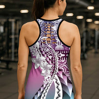 Aloha Vintage Plumeria Hawaiian Tapa Pattern Hollow Tank Top Gradient Hawaiian Tapa Pattern LT9 - Polynesian Pride