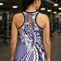 Aloha Vintage Plumeria Hawaiian Tapa Pattern Hollow Tank Top Purple Hawaiian Tapa Pattern LT9 - Polynesian Pride