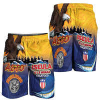 American Samoa Fautasi Shorts for Men Bald Eage and Sailfish with Kakau Motifs LT03 - Polynesian Pride