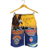 American Samoa Fautasi Shorts for Men Bald Eage and Sailfish with Kakau Motifs LT03 - Polynesian Pride