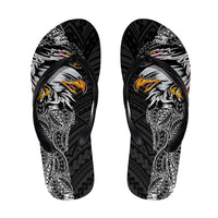 American Samoa Flip Flops Tribal Tattoo with Eagle Black LT03 Black - Polynesian Pride