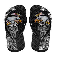 American Samoa Flip Flops Tribal Tattoo with Eagle Black LT03 - Polynesian Pride