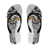 American Samoa Flip Flops Tribal Tattoo with Eagle White LT03 White - Polynesian Pride