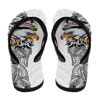 American Samoa Flip Flops Tribal Tattoo with Eagle White LT03 - Polynesian Pride