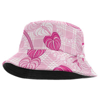 Anthurium Pikake Ti Leaf Palaka Bucket Hat Pink Version LT01 One Size Pink - Polynesian Pride