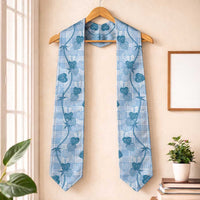 Anthurium Pikake Ti Leaf Palaka Graduation Stole Blue Version LT01 One Size Blue - Polynesian Pride