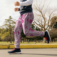 Anthurium Pikake Ti Leaf Palaka Jogger Pants Pink Version LT01 - Polynesian Pride
