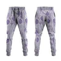 Anthurium Pikake Ti Leaf Palaka Jogger Pants Purple Version LT01 Purple - Polynesian Pride