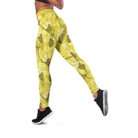 Anthurium Pikake Ti Leaf Palaka Leggings Yellow Version LT01 Yellow - Polynesian Pride