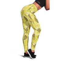 Anthurium Pikake Ti Leaf Palaka Leggings Yellow Version LT01 - Polynesian Pride