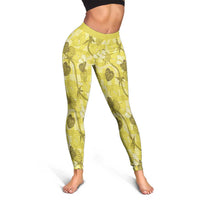 Anthurium Pikake Ti Leaf Palaka Leggings Yellow Version LT01 - Polynesian Pride