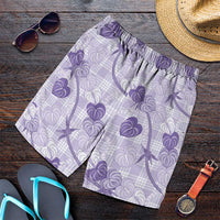 Anthurium Pikake Ti Leaf Palaka Shorts for Men Purple Version LT01 Purple - Polynesian Pride