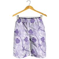Anthurium Pikake Ti Leaf Palaka Shorts for Men Purple Version LT01 - Polynesian Pride