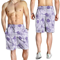 Anthurium Pikake Ti Leaf Palaka Shorts for Men Purple Version LT01 - Polynesian Pride