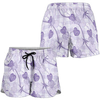 Anthurium Pikake Ti Leaf Palaka Shorts for Women Purple Version LT01 - Polynesian Pride