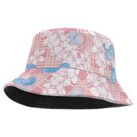 Anthurium Plumeria Lei Pastel Bucket Hat Pink Hawaiian Splendid Palaka LT01 One Size Pink - Polynesian Pride