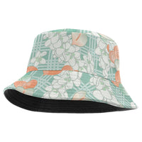 Anthurium Plumeria Lei Pastel Bucket Hat Teal Hawaiian Splendid Palaka LT01 One Size Teal - Polynesian Pride