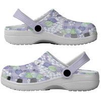 Anthurium Plumeria Lei Pastel Clogs Shoes Purple Hawaiian Splendid Palaka LT01 - Polynesian Pride