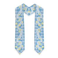 Anthurium Plumeria Lei Pastel Graduation Stole Blue Hawaiian Splendid Palaka LT01 - Polynesian Pride