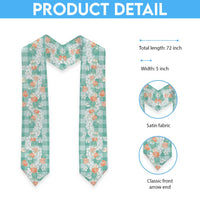 Anthurium Plumeria Lei Pastel Graduation Stole Teal Hawaiian Splendid Palaka LT01 - Polynesian Pride