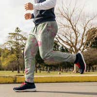 Anthurium Plumeria Lei Pastel Jogger Pants Green Hawaiian Splendid Palaka LT01 - Polynesian Pride