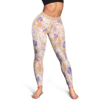 Anthurium Plumeria Lei Pastel Leggings Orange Hawaiian Splendid Palaka LT01 - Polynesian Pride