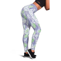 Anthurium Plumeria Lei Pastel Leggings Purple Hawaiian Splendid Palaka LT01 - Polynesian Pride