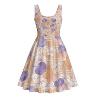 Anthurium Plumeria Lei Pastel Midi Dress Orange Hawaiian Splendid Palaka