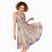 Anthurium Plumeria Lei Pastel Midi Dress Orange Hawaiian Splendid Palaka