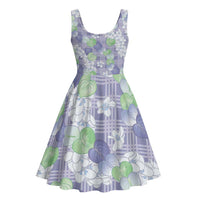 Anthurium Plumeria Lei Pastel Midi Dress Purple Hawaiian Splendid Palaka