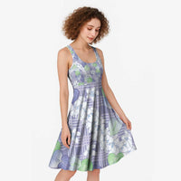 Anthurium Plumeria Lei Pastel Midi Dress Purple Hawaiian Splendid Palaka