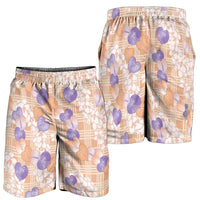 Anthurium Plumeria Lei Pastel Shorts for Men Orange Hawaiian Splendid Palaka LT01 - Polynesian Pride
