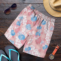 Anthurium Plumeria Lei Pastel Shorts for Men Pink Hawaiian Splendid Palaka LT01 Pink - Polynesian Pride