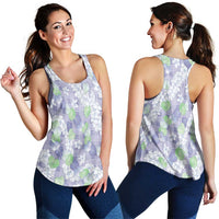 Anthurium Plumeria Lei Pastel Women Racerback Tank Purple Hawaiian Splendid Palaka LT01 - Polynesian Pride