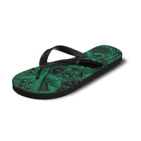 Aotearoa Maori Hei Tiki Flip Flops Kakariki Kowhaiwhai Puhoro Motif