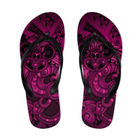 Aotearoa Maori Hei Tiki Flip Flops Mawhero Kowhaiwhai Puhoro Motif LT9 Pink - Polynesian Pride