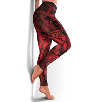 Aotearoa Maori Hei Tiki Leggings Whero Kowhaiwhai Puhoro Motif LT9 - Polynesian Pride